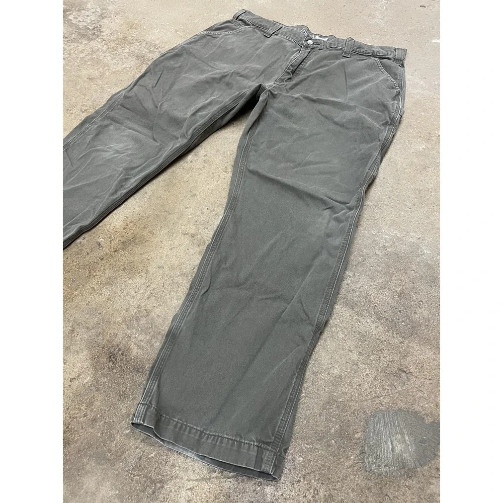 Carhartt Pants Mens‎ 42x32 Gray Relaxed Fit Canvas Carpenter Work B324 DFE